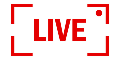 Red live frame, great design for any purposes. Online video. Video player template. Vector illustration. stock image.