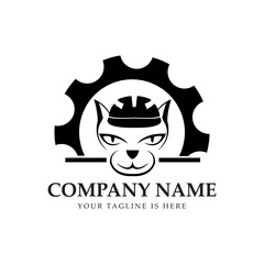 cat and gear and wrench logo,