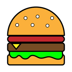 American cartoon hamburger. Food illustration. Vector illustration. stock image. 