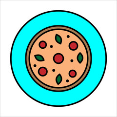 Cartoon pizza, great design for any purposes. Simple illustration. White background. Vector illustration. stock image. 