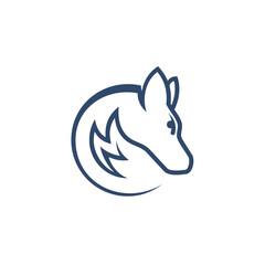 dog head logo with lightning icon combination, line style