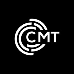 Obraz premium CMT letter logo design on black background. CMT creative initials letter logo concept. CMT letter design.