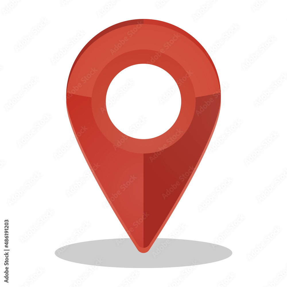 Fototapete Red map point. Vector 3D map cursor.