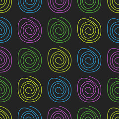 Colorful coil spirals. Seamless vector shapes.