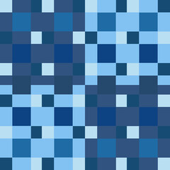 Blue pixel plaid pattern. Vector light blue squares or pixels sample.