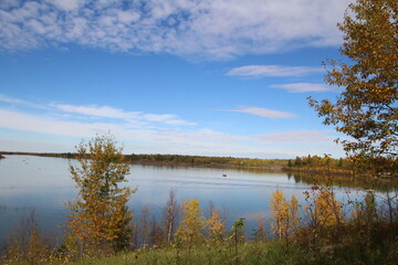 Fototapeta na wymiar lake and sky, Elk Island National Park, Alberta