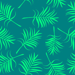Fototapeta na wymiar palm leaves tropical seamless pattern. hand drawn vector. wallpaper, textile, wrapping paper, background, floral print. trendy colors 2022.