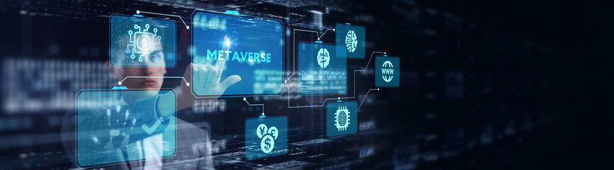 Metaverse virtual world, metaverse digital world intelligent futuristic interface technology.