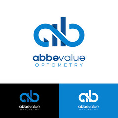 abbe value optometry logo, creative idea letter a and b with chart table vector