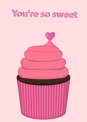 Beautiful card in pink colors for Valentine's Day.