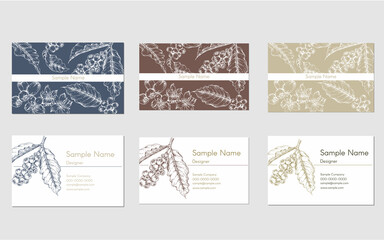 set of business card template design with hand drawn coffee beans illustration, for name card, shop card