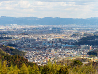 信貴山から見下ろす奈良盆地の風景