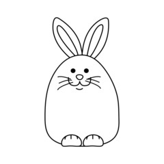 Cute vector easter bunny. Outline drawn in doodle style. Icon, postcard, Pet shop logo, food label