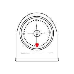 Kitchen timer on a white background. Vector illustration hand drawn in doodle outline style.
