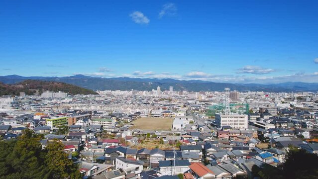 ドローン撮影　よく晴れた日の高知市全景　4K UHD