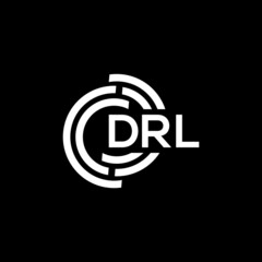DRL letter logo design on black background. DRL creative initials letter logo concept. DRL letter design.