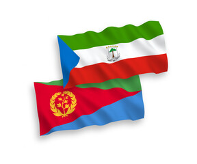 Flags of Republic of Equatorial Guinea and Eritrea on a white background