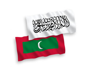 Flags of Taliban and Maldives on a white background
