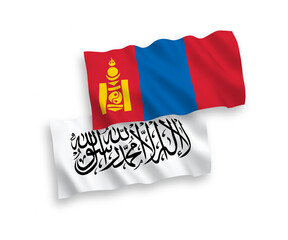 Flags of Taliban and Mongolia on a white background