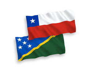 Obraz premium Flags of Solomon Islands and Chile on a white background