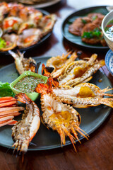Grilled river prawns