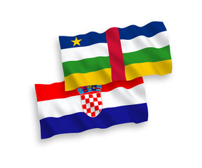 Flags of Central African Republic and Croatia on a white background
