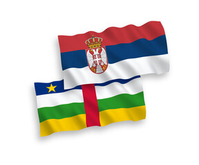 Flags of Central African Republic and Serbia on a white background