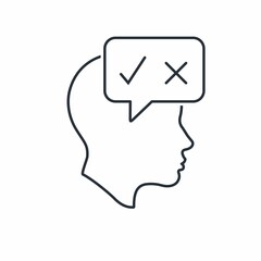 Difficult choice. Well no. Vector linear icon isolated on white background