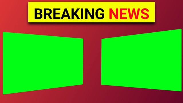 Breaking news banner with green screen. Banner for news channels and blogs.
