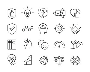 Core Value Icons - Vector Line Icons. Editable Stroke. Vector Graphic