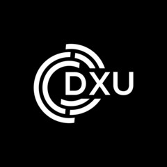 DXU letter logo design on black background. DXU creative initials letter logo concept. DXU letter design.