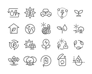 Ecology Icons - Vector Line Icons. Editable Stroke. Vector Graphic