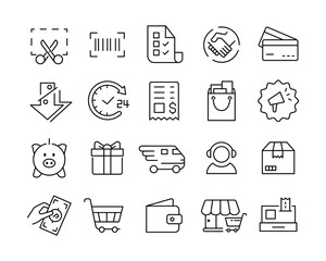 Shopping Icons - Vector Line Icons. Editable Stroke. Vector Graphic