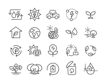 Ecology Icons - Vector Line Icons. Editable Stroke. Vector Graphic