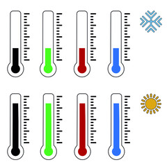 Thermometer icon set isolated on white background. Vector illustration