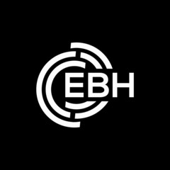 EBH letter logo design on black background. EBH creative initials letter logo concept. EBH letter design.