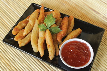 snacks with spicy sauce