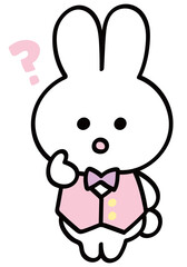 疑問がある かわいいうさぎのキャラクター　ベクターイラスト　イースター
