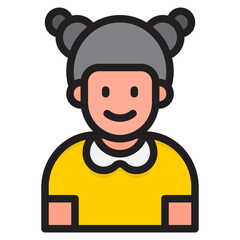 girl avatar color line style icon