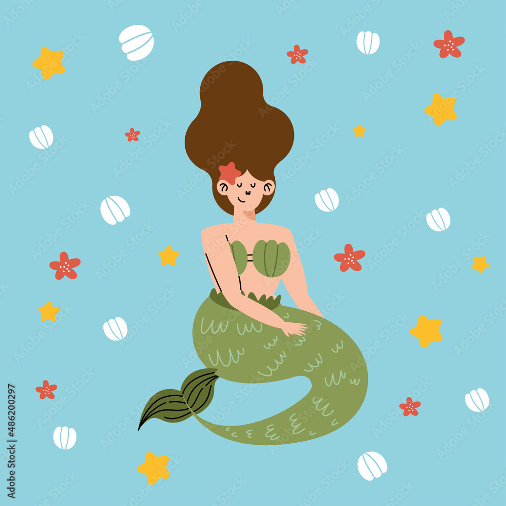 Sticker mermaid cartoon decoration