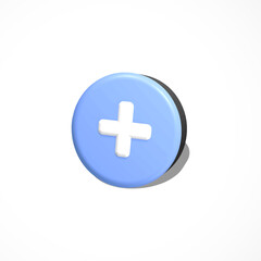 plus button 3d icon render