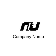 Letter NU logotype with colorful circle, with striped composition letter, sets of business card for company identity, creative industry, web. - Vector