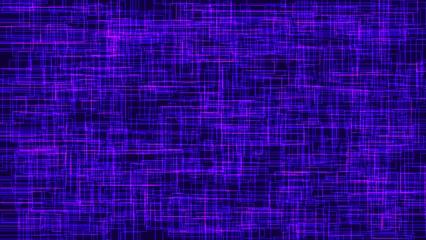 Abstract geometric background of blue and purple lines and rectangles on a dark background.