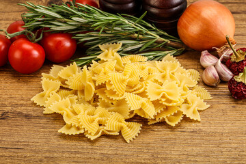 Raw Italian farfalle pasta for cooking