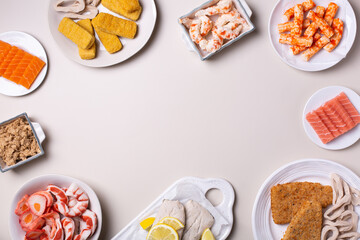 Vegan Plant based fish and seafood, food reducing carbon footprint