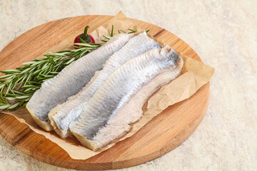 Salted herring fillet appetizer snack