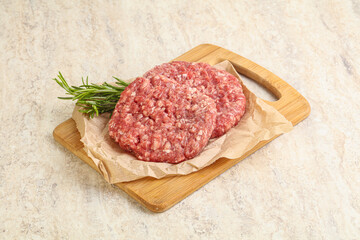 Raw beef burger cutlet for grill