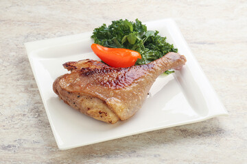 Roasted duck leg with orange sauce