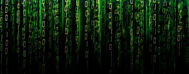 Digital background green matrix. Binary computer code. Hacker concept.