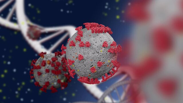 The medical concept background of the 3D illustrated virus. Virus cell or bacterial background. COVID-19 mutant virus.